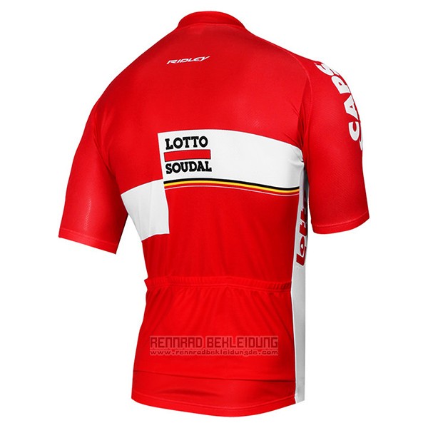 2017 Fahrradbekleidung Lotto Soudal Rot Trikot Kurzarm und Tragerhose